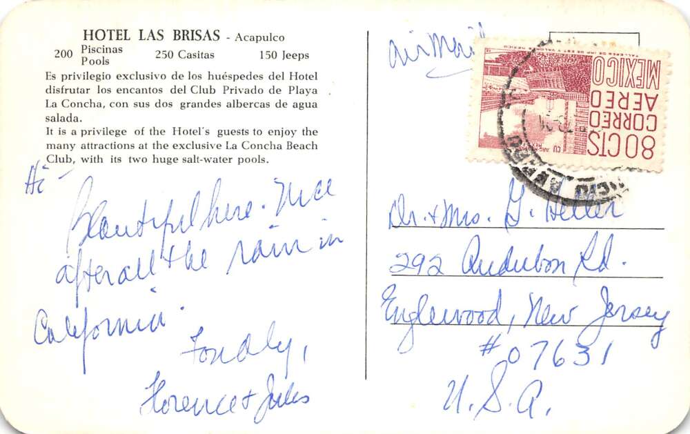 Acapulo Mexico Hotel Las Brisas La Concha Beach Club Pools Postcard AA112307 - Image 2