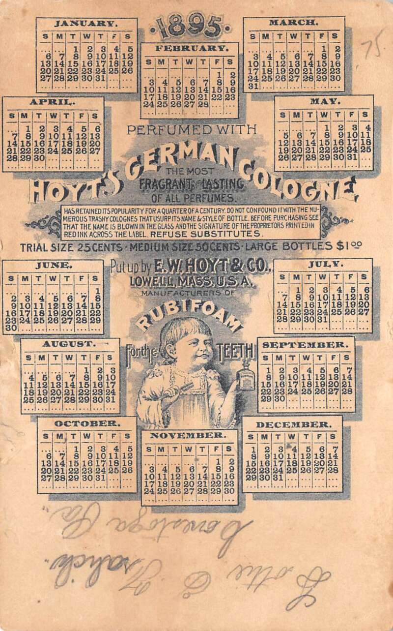 1895 Hoyts German Cologne Rubifoam Ad Boys Toy Sailboats Trade Card AA112445 - Image 2