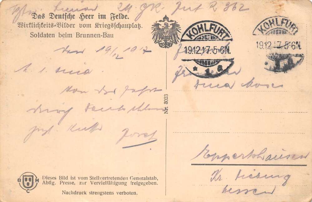 WW1 German Soldiers Building Well Military World War Postcard AA112508 - Image 2