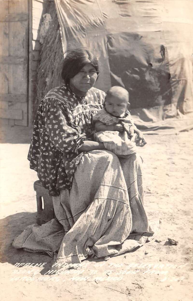 Lordsburg New Mexico Apache Mother & Child On Reservation, RPPC U26984