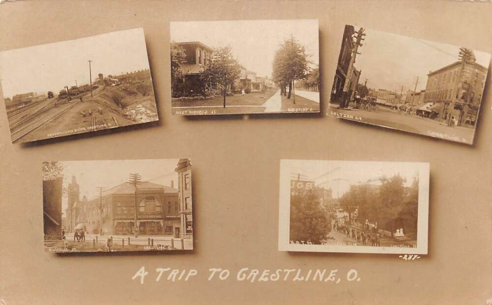 Crestline Ohio Notable Places Of Crestline, Real Photo Vintage Postcard U26992