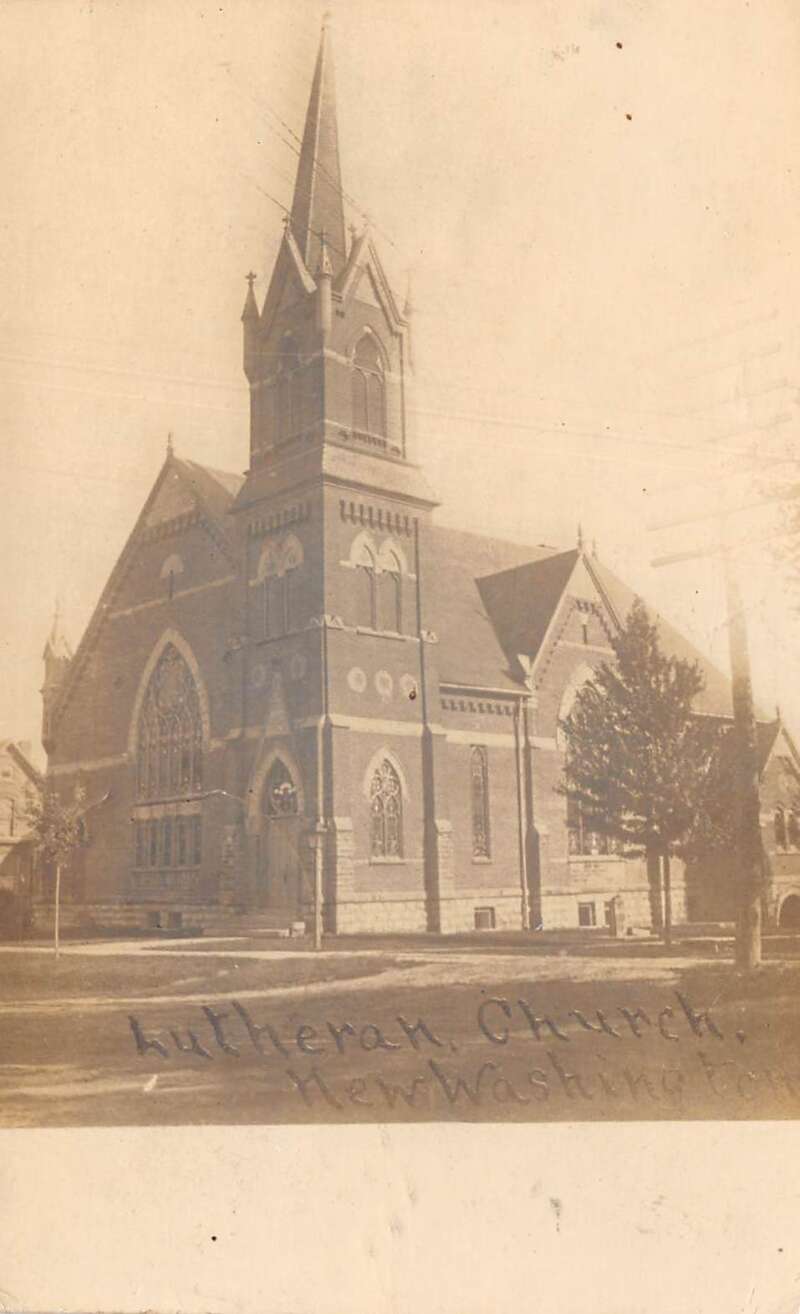 New Washington Ohio Lutheran Church, Real Photo Vintage Postcard U26996