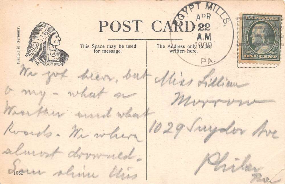 Egypt Mills Pennsylvania Hammett Falls & The Club House, Vintage PC U27052 - Image 2