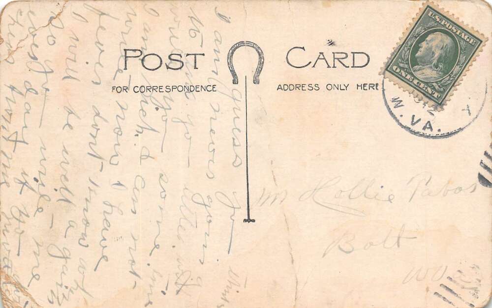 Switchback West Virginia Private Residence, B/W Lithograph, Vintage PC U27068 - Image 2